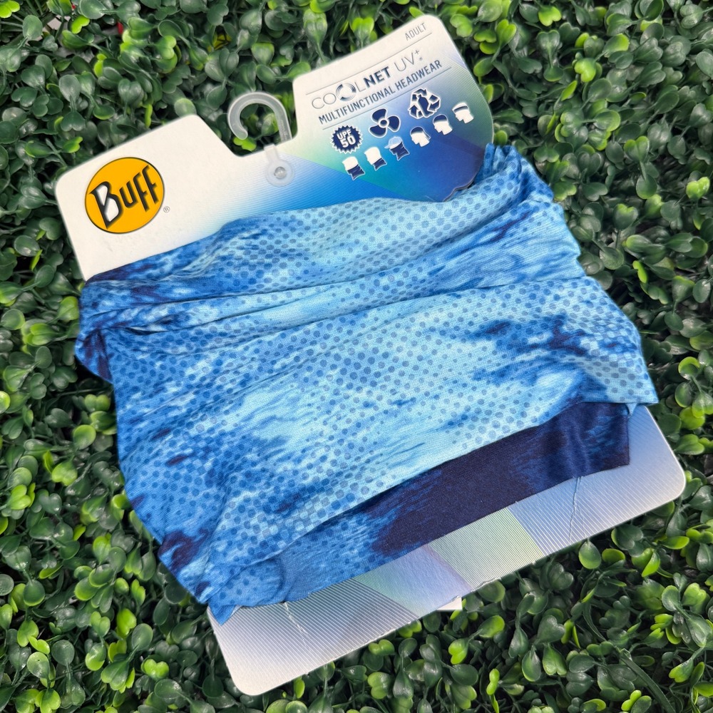 Buff CoolNet UV+ Multifunctional Headwear Camo Blue Neck Gaiter UPF 50